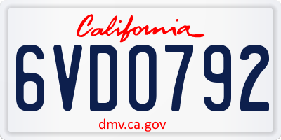 CA license plate 6VDO792