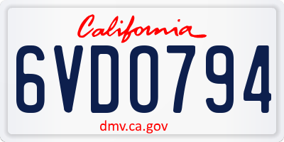 CA license plate 6VDO794