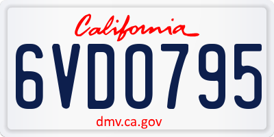 CA license plate 6VDO795