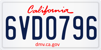 CA license plate 6VDO796