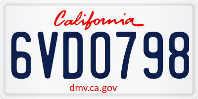 CA license plate 6VDO798