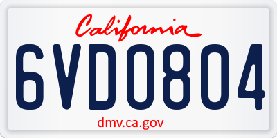 CA license plate 6VDO804