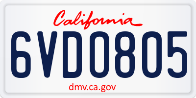CA license plate 6VDO805
