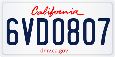 CA license plate 6VDO807