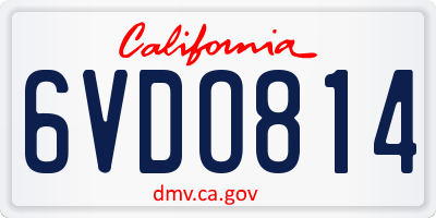 CA license plate 6VDO814