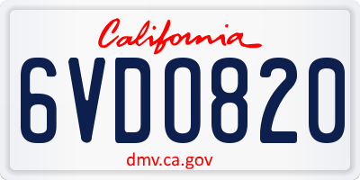 CA license plate 6VDO820