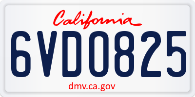 CA license plate 6VDO825