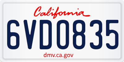 CA license plate 6VDO835