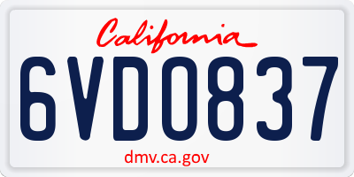 CA license plate 6VDO837