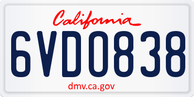 CA license plate 6VDO838