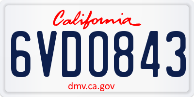 CA license plate 6VDO843