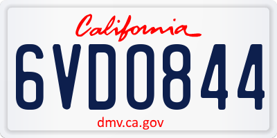 CA license plate 6VDO844