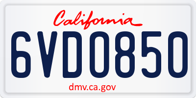 CA license plate 6VDO850
