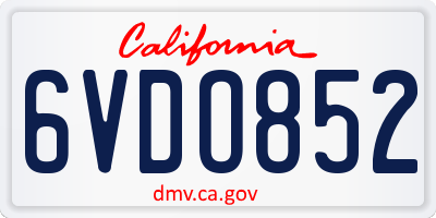 CA license plate 6VDO852