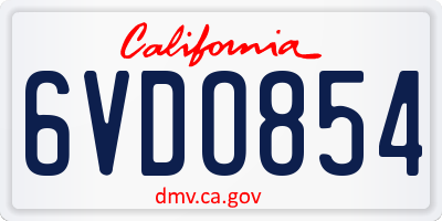 CA license plate 6VDO854