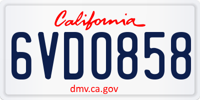 CA license plate 6VDO858