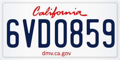 CA license plate 6VDO859