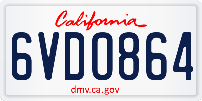 CA license plate 6VDO864