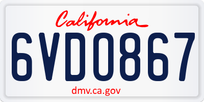 CA license plate 6VDO867