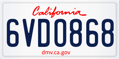 CA license plate 6VDO868