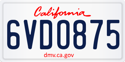 CA license plate 6VDO875
