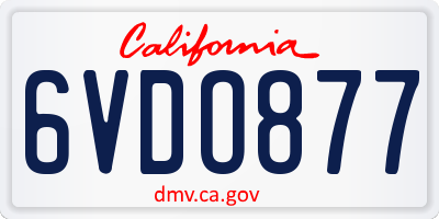 CA license plate 6VDO877