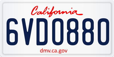 CA license plate 6VDO880