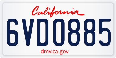 CA license plate 6VDO885