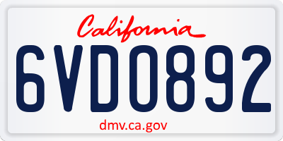CA license plate 6VDO892