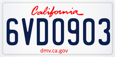 CA license plate 6VDO903