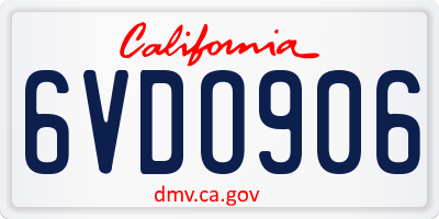 CA license plate 6VDO906