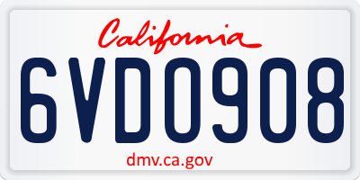 CA license plate 6VDO908