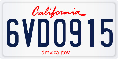 CA license plate 6VDO915