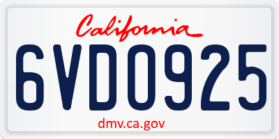 CA license plate 6VDO925