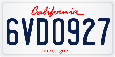 CA license plate 6VDO927