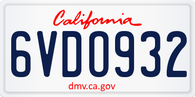 CA license plate 6VDO932