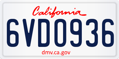 CA license plate 6VDO936