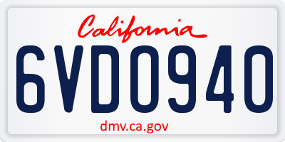 CA license plate 6VDO940