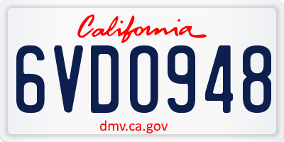 CA license plate 6VDO948