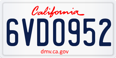 CA license plate 6VDO952
