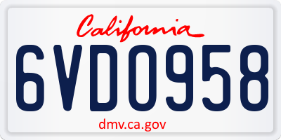 CA license plate 6VDO958
