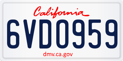 CA license plate 6VDO959