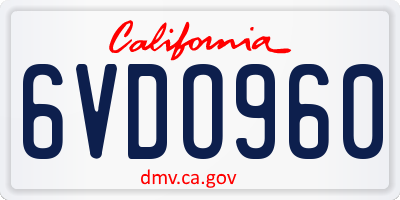 CA license plate 6VDO960