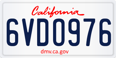CA license plate 6VDO976