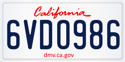 CA license plate 6VDO986