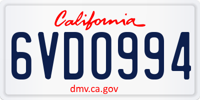 CA license plate 6VDO994