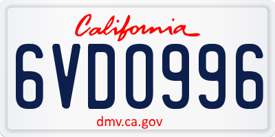 CA license plate 6VDO996