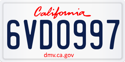 CA license plate 6VDO997