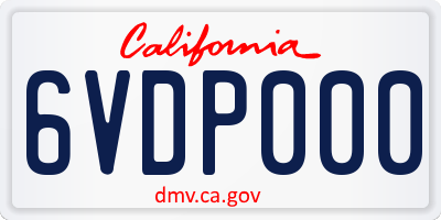 CA license plate 6VDP000