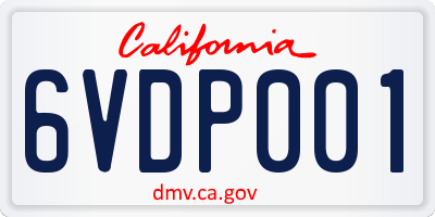 CA license plate 6VDP001